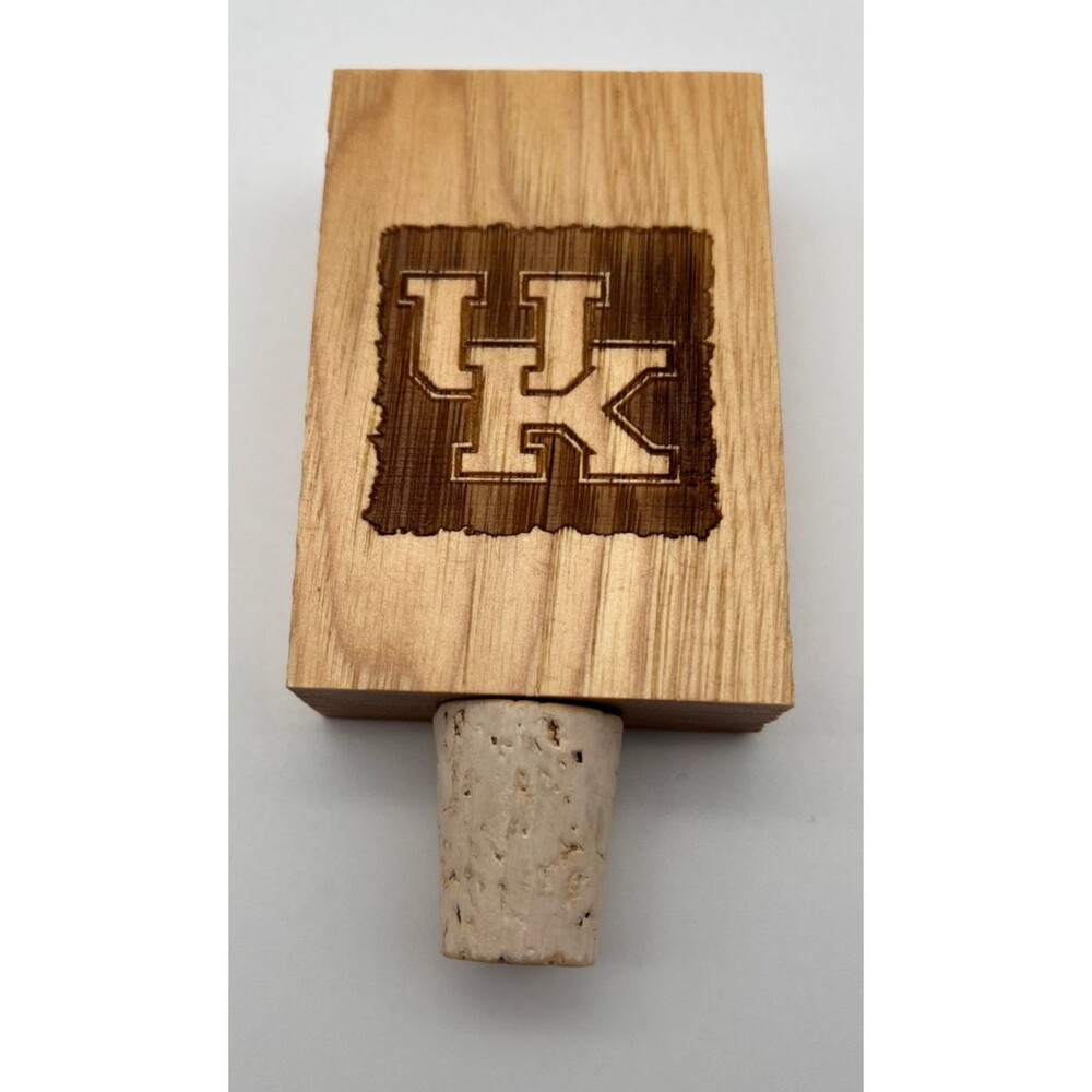 Kentucky Wildcats Wine Bottle Stopper Wood Tan UK Logo NEW